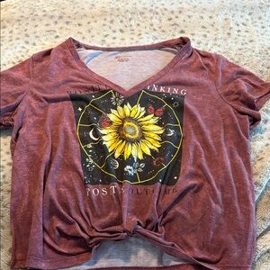 No Boundaries Burgundy Sunflower Graphic Tee